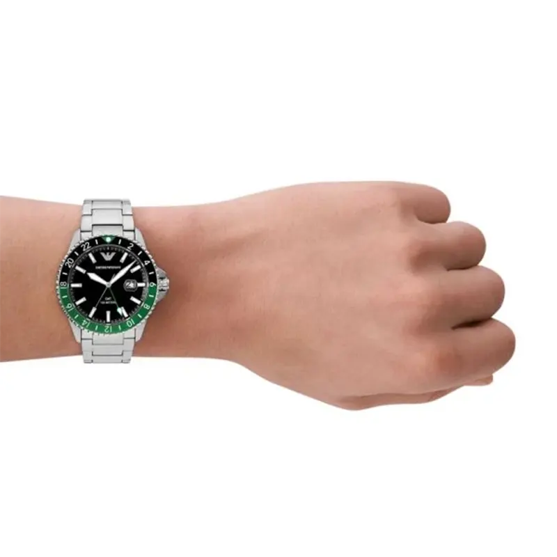Emporio Armani Sea Explorer Diver GMT 'Batman' Men's Watch- AR11589